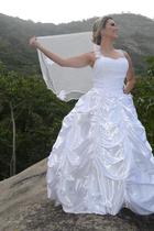 Vestido de noiva 15 anos saia drapeada corpete renda - Partylight Atelier Das Noivas