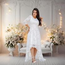 Vestido de Noiva 88 Casamento Renda Civil Plus Longo Size