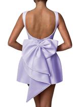 Vestido de noiva Aosadin Lilac Satin A Line Round Gola 20W