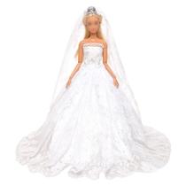 Vestido de noiva BARWA branco com véu longo para boneca de 11,5 polegadas Vestido de noiva BARWA branco com véu longo para boneca de 11,5 polegadas