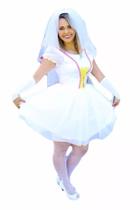 Vestido de noiva caipira festa junina com luva e véu - PARTYLIGHT ATELIER DAS NOIVAS