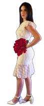 Vestido de noiva casamento civil curto em renda modelo peplum xg - PARTYLIGHT ATELIER DAS NOIVAS