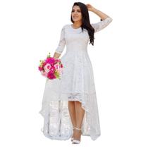 Vestido de Noiva Casamento Renda Civil Plus Longo Size 88 - ShoopWeb