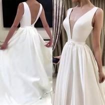 Vestido De Noiva Luxo Decote V Fino Em Tule Estilo Princesa