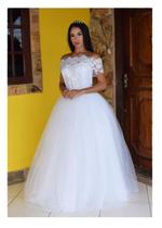 Vestido de noiva ou 15 anos princesa decote canoa ombro a ombro