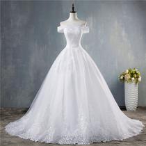 Vestido de noiva Wokex Off The Shoulder branco marfim com sutiã de renda Vestido de noiva Wokex Off The Shoulder branco marfim com sutiã de renda