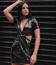 Vestido de paetê preto PLANET Girls