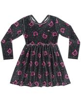 Vestido de Plush Luminê com Stretch Preto Infantil Menina Aysha