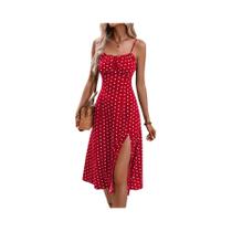 Vestido De Praia Boho Com Estampa Floral Para Mulheres, Alças Finas, Decote Quadrado, Vestido