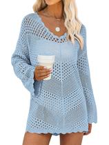 Vestido de praia com capa de maiô ANRABESS de crochê com decote em V