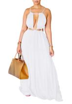 Vestido de praia de verão Geulis 2026 recortado sem mangas branco feminino Vestido de praia de verão Geulis 2026 recortado sem mangas branco feminino