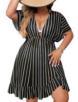 Vestido de praia feminino SWOMOG Plus Size com decote em V Vestido de praia feminino SWOMOG Plus Size com decote em V