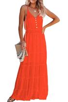 Vestido de Praia Longo PRETTYGARDEN XL Laranja Sem Mangas