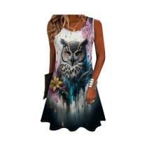 Vestido De Praia Sem Mangas Com Estampa Floral De Gato Preto Starry Night Para Mulheres, Estilo Y2K,