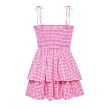 Vestido De Praia Sem Mangas Com Estampa Xadrez Para Mulheres, Estilo Ulzzang, Vestido Versátil Para