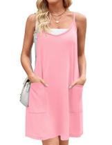 Vestido de praia Zeagoo Casual Mini com bolsos e alças finas