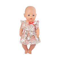 Vestido De Primavera E Verão Para Boneca De 18 Polegadas Com Saia Floral E Laço, Brinquedo Para