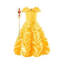 Vestido De Princesa Amarelo Para Meninas De 2 a 10 Anos, Cosplay De Halloween, a Bela E a Fera,