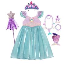 Vestido De Princesa Ariel Pequena Sereia Para Meninas, Fantasia Casual De Verão Para Festa De Vestido De Princesa Ariel Pequena Sereia Para Meninas, Fantasia Casual De Verão Para Festa De