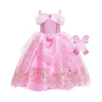 Vestido De Princesa Aurora Rosa Com Estampa Floral De Rosas, Fantasia Cosplay Bela Adormecida Para Vestido De Princesa Aurora Rosa Com Estampa Floral De Rosas, Fantasia Cosplay Bela Adormecida Para