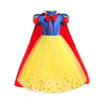 Vestido De Princesa Branca De Neve Para Meninas Com Capa Fantasia De Fada Para Carnaval E Halloween Vestido De Princesa Branca De Neve Para Meninas Com Capa Fantasia De Fada Para Carnaval E Halloween