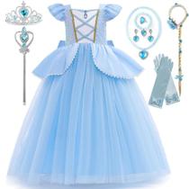 Vestido de Princesa Cinderela Disney para Meninas - Fantasia para Festa, Halloween ou Aniversário