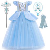 Vestido de Princesa Cinderela Disney para Meninas - Fantasia para Festa, Halloween ou Aniversário