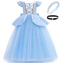 Vestido de Princesa Cinderela Disney para Meninas - Fantasia para Festa, Halloween ou Aniversário