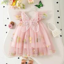 Vestido De Princesa Com Asas De Borboleta Para Menina, Floral, Chiffon, Sem Mangas, 0-4 Anos, Festa