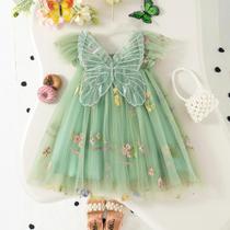 Vestido De Princesa Com Asas De Borboleta Para Meninas, Floral, Chiffon, Sem Mangas, 0-4 Anos, Festa Vestido De Princesa Com Asas De Borboleta Para Meninas, Floral, Chiffon, Sem Mangas, 0-4 Anos, Festa