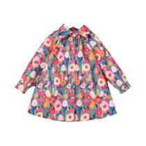 Vestido De Princesa Com Estampa Floral Para Meninas, Manga Longa, Ajuste Solto, Vestido Camisa Para