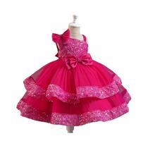 Vestido De Princesa Com Laço De Lantejoulas E Gola Irregular Para Meninas, Ideal Para Festas De Vestido De Princesa Com Laço De Lantejoulas E Gola Irregular Para Meninas, Ideal Para Festas De