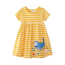 Vestido De Princesa Com Listras Bordadas Para Meninas, Moda Casual Infantil Vestido De Princesa Com Listras Bordadas Para Meninas, Moda Casual Infantil