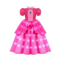 Vestido De Princesa Com Luzes LED Para Meninas 2025, Fantasia De Festa Noturna Elsa Anna, Vestido