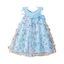 Vestido de Princesa de Malha para Bebê Menina (0-3 anos) - Verão, Sem Mangas, com Laço Floral Vestido de Princesa de Malha para Bebê Menina (0-3 anos) - Verão, Sem Mangas, com Laço Floral