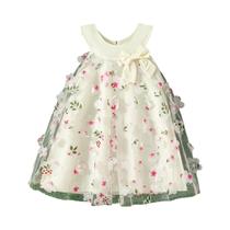 Vestido de Princesa de Malha para Bebê Menina (0-3 anos) - Verão, Sem Mangas, com Laço Floral Vestido de Princesa de Malha para Bebê Menina (0-3 anos) - Verão, Sem Mangas, com Laço Floral