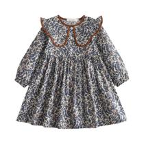Vestido De Princesa De Manga Longa Para Meninas, Outono E Primavera, Estampa De Flores Com Gola De Vestido De Princesa De Manga Longa Para Meninas, Outono E Primavera, Estampa De Flores Com Gola De