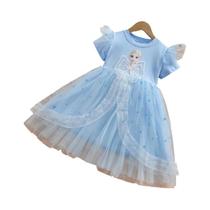 Vestido De Princesa Disney Frozen Elsa Para Meninas, Manga Curta, Festa De Verão, Roupas Infantis Vestido De Princesa Disney Frozen Elsa Para Meninas, Manga Curta, Festa De Verão, Roupas Infantis