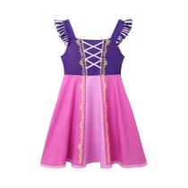 Vestido De Princesa Elegante Para Meninas Com Estampa, Mangas Borboleta E Decote Quadrado, Fantasia