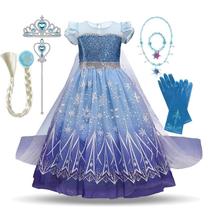 Vestido de Princesa Elsa Frozen para Meninas - Fantasia Infantil com Lantejoulas