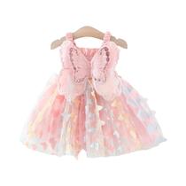 Vestido De Princesa Estilo Coreano Para Meninas Com Asas De Borboleta Bordadas Vestido De Verão Em