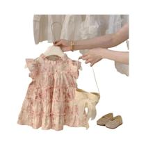 Vestido de Princesa Infantil para Bebês - Estampa Floral com Renda