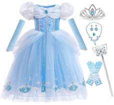 Vestido de princesa iTVTi Girls Halloween Carnival Blue 2-3T Vestido de princesa iTVTi Girls Halloween Carnival Blue 2-3T