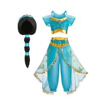 Vestido de Princesa Jasmine para Meninas - Fantasia de Halloween e Carnaval com Lantejoulas