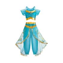 Vestido de Princesa Jasmine para Meninas - Fantasia de Halloween e Carnaval com Lantejoulas