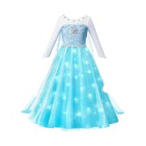 Vestido De Princesa LED Para Meninas, Fantasia De Rainha Da Neve, Vestido De Carnaval, Robe Elsa,