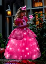 Vestido de princesa Letsglow Light Up Girl Rosered 3-4 anos