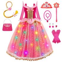 Vestido de Princesa Meland com Luzes - Para Meninas de 3 a 10 Anos