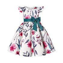 Vestido De Princesa Novo E Quente Para Meninas Com Manga Borboleta E Estampa De Laço Para Festa De