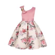 Vestido De Princesa Off-the-Shoulder Para Meninas Vestido Formal Estampado Estilo Europeu-Americano